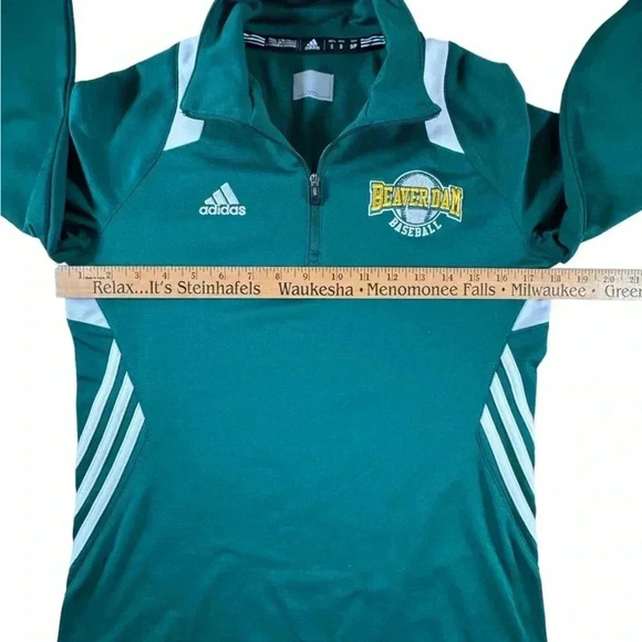Adidas Beaver Dam Baseball Green 1/4 Zip Pullover Long Sleeve Shirt Adult S - Picture 7 of 10